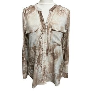 Calvin Klein Women’s Snake Print Long Sleeve Button Down Shirt Sz Medium